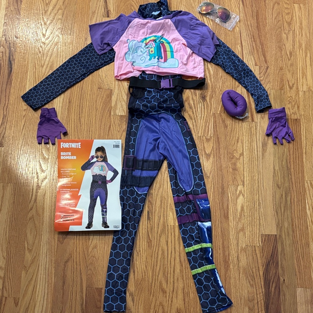 Girls FortNite Brite Bomber Costume  - Purple and Pink
